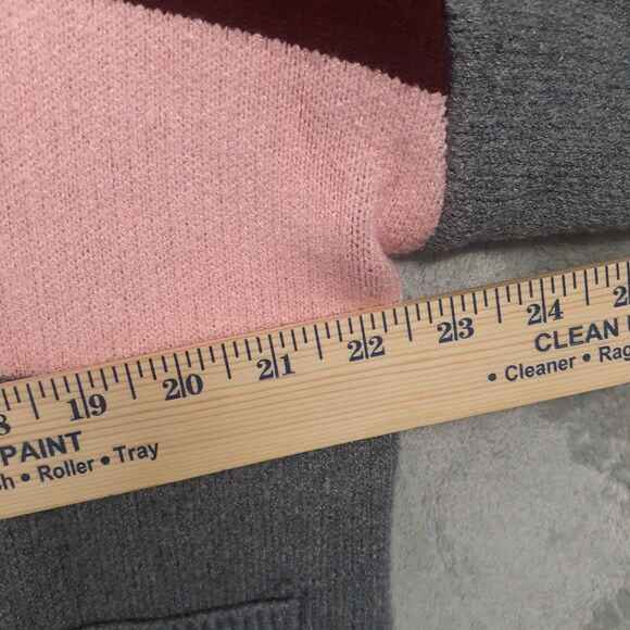 Weekend Suzanne Betro Open Front Blue Pink Gray Striped Cardigan Size L/XL - Picture 3 of 7